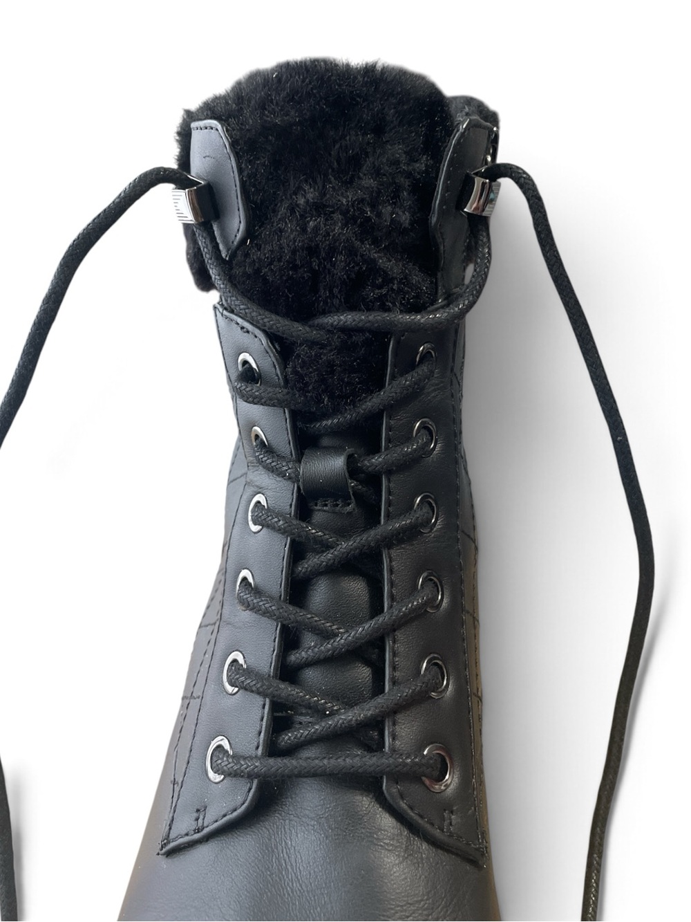 Michael Kors Leather Faux Fur Black Combat Boots size 7.5 - Picture 4 of 9